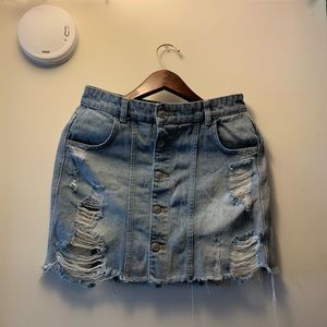 Free people jean mini skirt